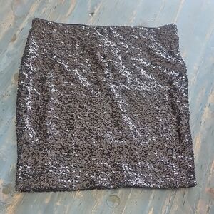 H&M Shimmering Black Sequin Mini Skirt